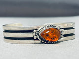 One Of A Kind Vintage Native American Navajo Ancient Tree Sap Sterling Silver Bracelet-Nativo Arts