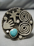 Important Vintage Native American Navajo Alex Sanchez Turquoise Sterling Silve Rring-Nativo Arts