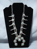 Early Vintage Native American Navajo Royston Turquoise Sterling Silver Squash Blossom Necklace-Nativo Arts