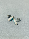 Early Rare Vintage Native American Navajo Turquoise Sterling Silver Earrings-Nativo Arts