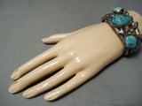 Quality Rare Vintage Native American Navajo Museum Turquoise Sterling Silver Slag Bracelet-Nativo Arts