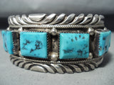 Heavy Men's Vintage Native American Navajo Blue Turquoise Sterling Silver Bracelet-Nativo Arts