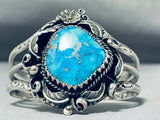 Gorgeous Vintage Native American Navajo Candelaria Turquoise Sterling Silver Bracelet-Nativo Arts