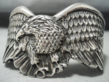 Native American Very Rare Vintage Yuma Sterling Silver Eagle Heavy Bracelet-Nativo Arts