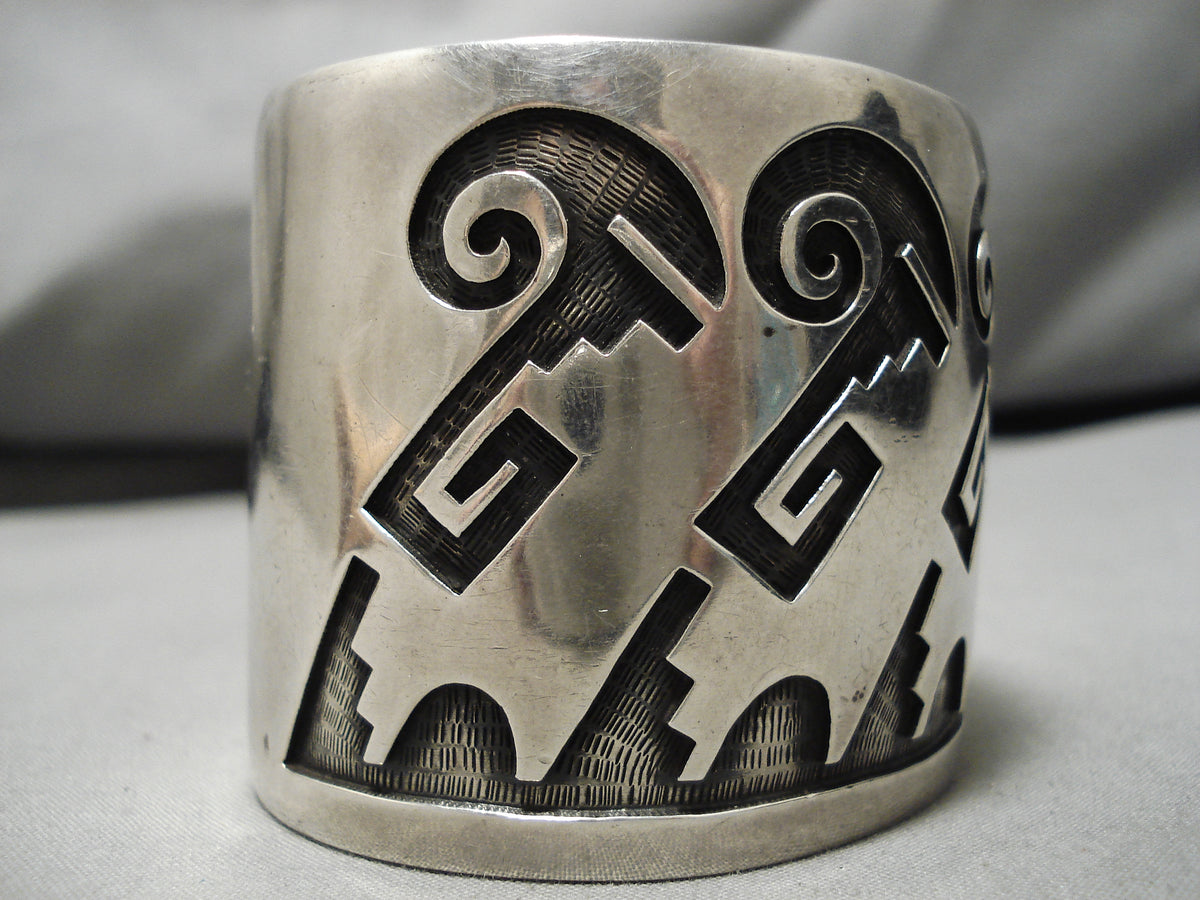 Hopi Jr The Best Wide Vintage Native American Hopi Sidney Sekakuku Jr Sterling ...