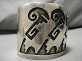 The Best Wide Vintage Native American Hopi Sidney Sekakuku Jr Sterling Silver Bracelet-Nativo Arts