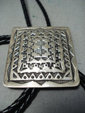 Expert Detail Vintage Native American Navajo Sterling Silver Intricate Bolo Tie-Nativo Arts
