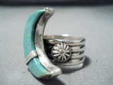 Marvelous Navajo Turquoise Moon Sterling Silver Ring Native American-Nativo Arts