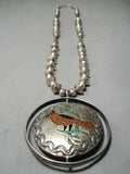 Museum Spinner Bird Vintage Native American Navajo Turquoise Sterling Silver Necklace Old-Nativo Arts