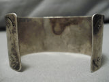 Incredible Vintage Native American Navajo Inlaid Turquoise Heart Sterling Silver Bracelet Cuff-Nativo Arts