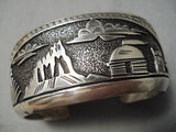 Symbolic Vintage Native American Navajo Thomas Singer Hogan Sterling Silver Bracelet Old-Nativo Arts