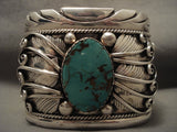 175 Grams Macho Men's Green Turquoise Leaf Galore Native American Jewelry Silver Bracelet-Nativo Arts