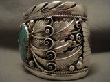 175 Grams Macho Men's Green Turquoise Leaf Galore Native American Jewelry Silver Bracelet-Nativo Arts