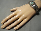 One Of The Earliest Heart Sterling Silver Vintage Native American Navajo #8 Turquoise Bracelet-Nativo Arts