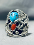 Magnificent Vintage Native American Hopi Sleeping Beauty Turquoise Sterling Silver Ring Signed-Nativo Arts