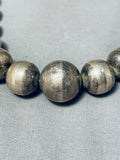 Awesome Vintage Native American Navajo Huge Sterling Silver Pillow Beads Necklace-Nativo Arts