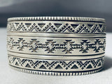 Precise Llk Vintage Native American Navajo All Sterling Silver Wide Hand Tooled Bracelet-Nativo Arts