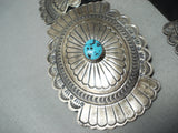 Huge Heavy Vintage Native American Navajo Sleeping Beauty Turquoise Sterling Silver Concho Belt-Nativo Arts