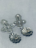 Beautiful Rita Lee Signed Native American Navajo Sterling Silver Cross Earrings-Nativo Arts