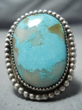 Enormous Earth Blue Turquoise Vintage Native American Navajo Sterling Silver Ring-Nativo Arts