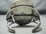 Huge Hand Carved Vintage Native American Navajo Royston Turquoise Sterling Silver Bracelet-Nativo Arts