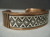 176 Grams Heavy Vintage Sterling Native American Jewelry Silver Copper Navajo Bracelet-Nativo Arts