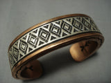 176 Grams Heavy Vintage Sterling Native American Jewelry Silver Copper Navajo Bracelet-Nativo Arts