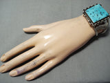 One Of Best Vintage Native American Navajo Square Sleeping Turquoise Sterling Silver Bracelet-Nativo Arts