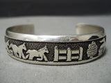 Marvelous Vintage Navajo Sterling Silver Storyteller Bracelet Native American-Nativo Arts