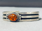 One Of A Kind Vintage Native American Navajo Ancient Tree Sap Sterling Silver Bracelet-Nativo Arts