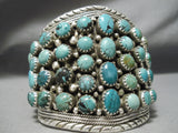One Of Biggest Best Vintage Native American Navajo Green Blue Turquoise Sterling Silver Bracelet-Nativo Arts