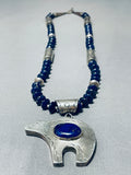 The Best Vintage Native American Navajo Lapis Bear Sterling Silver Necklace- Signed-Nativo Arts