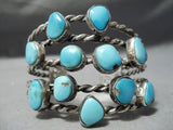 One Of The Best Vintage Native American Navajo Coiled Turquoise Sterling Silver Bracelet Old-Nativo Arts