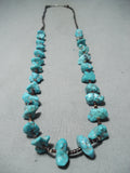 Superior Vintage Native American Navajo Turquoise Sterling Silver Necklace Old-Nativo Arts