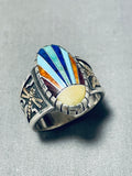 Native American One Of The Best Vintage Inlay 14k Gold Marked Sterling Silver Ring-Nativo Arts