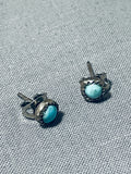 Amazing Vintage Native American Navajo Turquoise Eye Sterling Silver Earrings-Nativo Arts