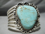 Breathtaking Vintage Native American Navajo #8 Turquoise Mine Sterling Silver Bracelet Old-Nativo Arts