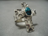 Exquisite Navajo Native American Turquoise Sterling Silver Ring-Nativo Arts