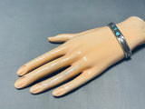 Native American Early 1900's Ingot Silver Vintage Bisbee Turquoise Bracelet Old-Nativo Arts