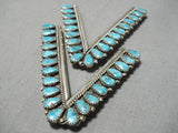 Spectacular Vintage Native American Navajo Turquoise Sterling Silver Collar Pins Old-Nativo Arts