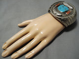 Rare Bisbee Turquoise Vintage Native American Navajo Sterling Silver Bracelet Cuff Old-Nativo Arts