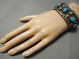High Grade Vintage Native American Navajo Persin Turquoise Sterling Silver Bracelet Old-Nativo Arts