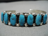 Superior Vintage Zuni Native American Blue Gm Turquoise Sterling Silver Bracelet-Nativo Arts