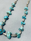 Astounding Vintage Native American Navajo Kingman Turquoise Sterling Silver Necklace-Nativo Arts