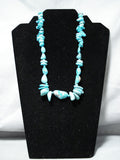 Unique Vintage Native American Navajo Kingman Turquoise Sterling Silver Necklace Old-Nativo Arts