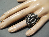 Native American Important Vintage Darryl Becenti Sterling Silver Repoussed Ring-Nativo Arts
