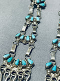 Breathtaking Vintage Native American Zuni Blue Gem Turquoise Sterling Silver Chandelier Earrings-Nativo Arts