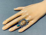 One Of The Best Vintage Native American Navajo Turtle Turquoise Sterling Silver Ring Old-Nativo Arts
