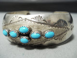 Signed Vintage Native American Navajo Turquoise Sterling Silver Bracelet-Nativo Arts