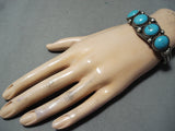 Jeffrey Mutte Native American Navajo Villa Grove Turquoise Sterling Silver Bracelet-Nativo Arts
